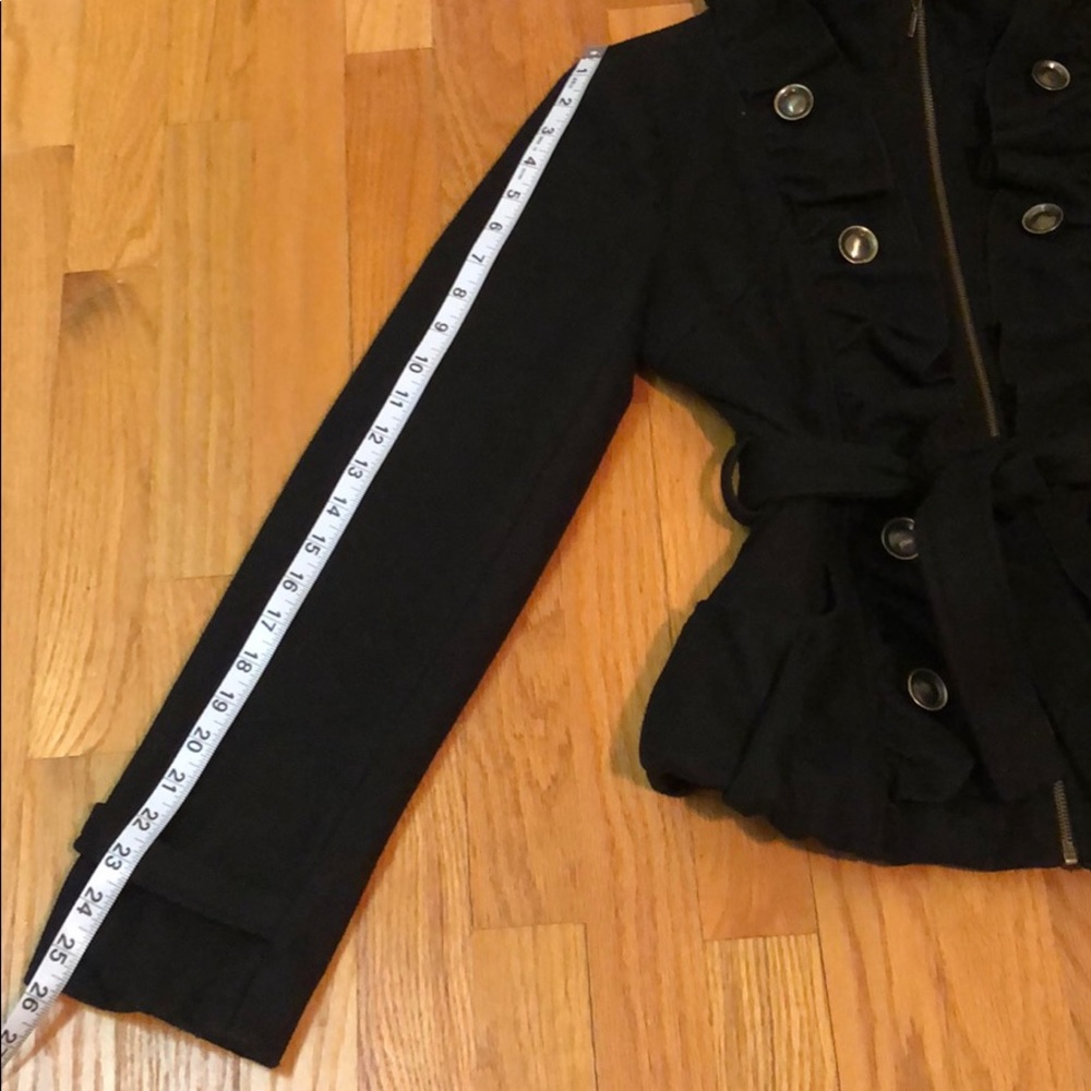 Grass collection black coat with belt Medium Runs Smaller Possibly Juniors Size? - Picture 3 of 8
